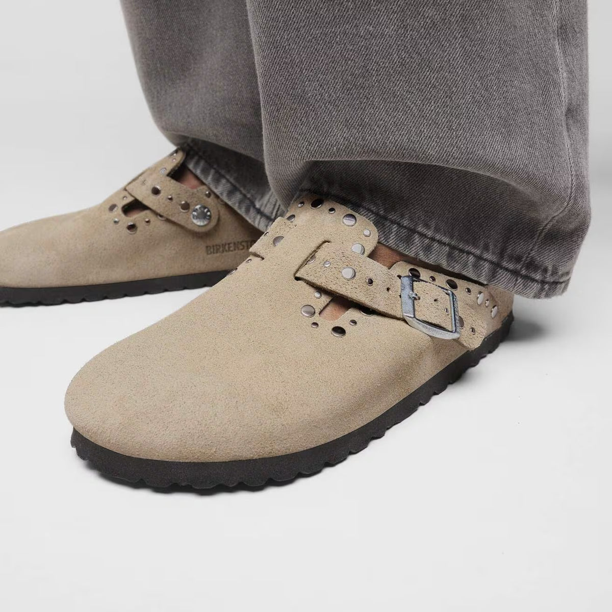 Boston Rivet (Taupe Suede) when worn