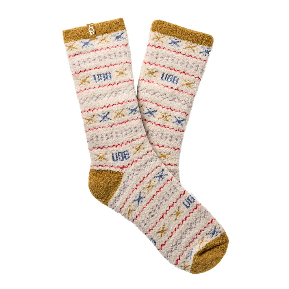Leslie Graphic Crew Sock (Ochre Green Multi)