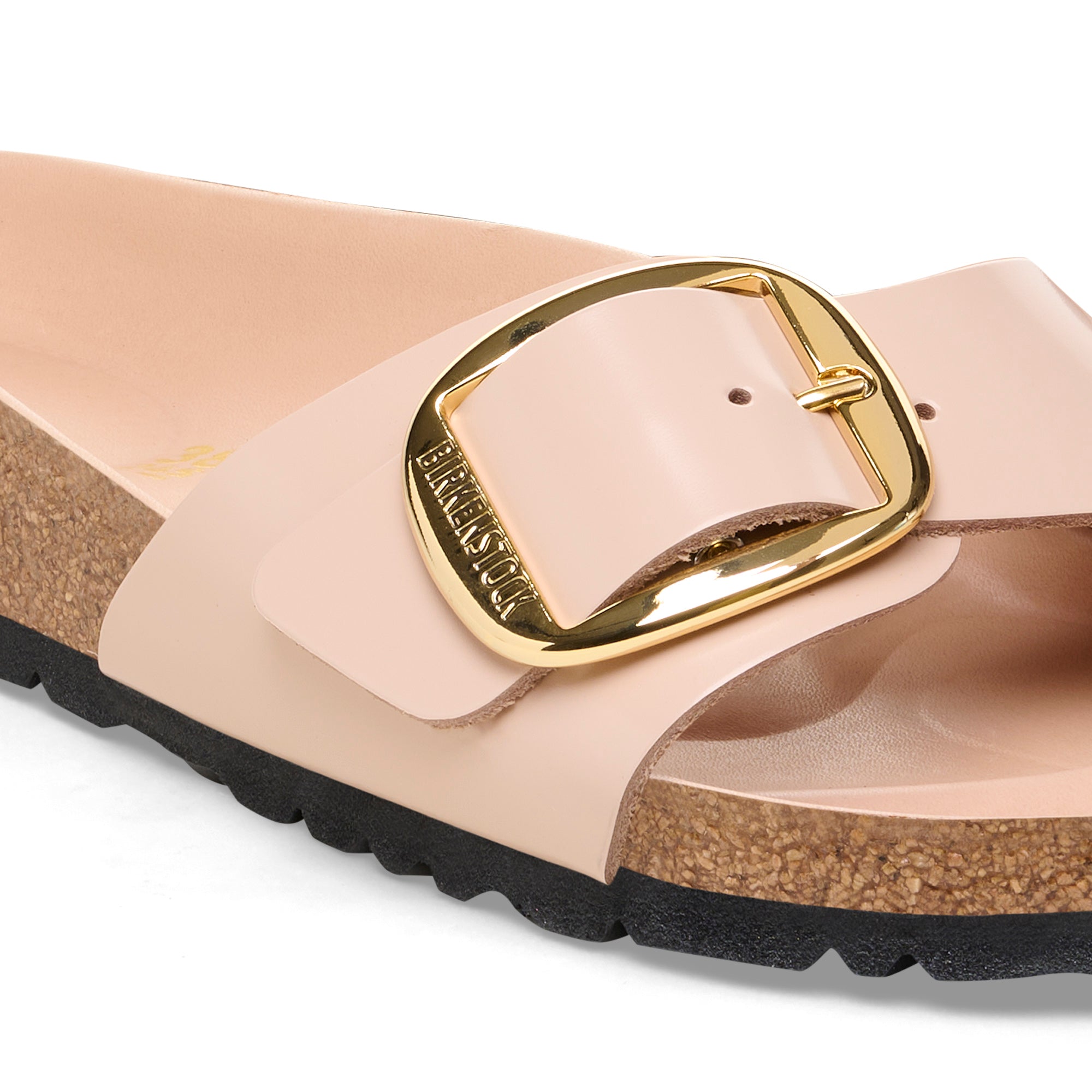 Madrid Big Buckle Natural Leather Patent sandal