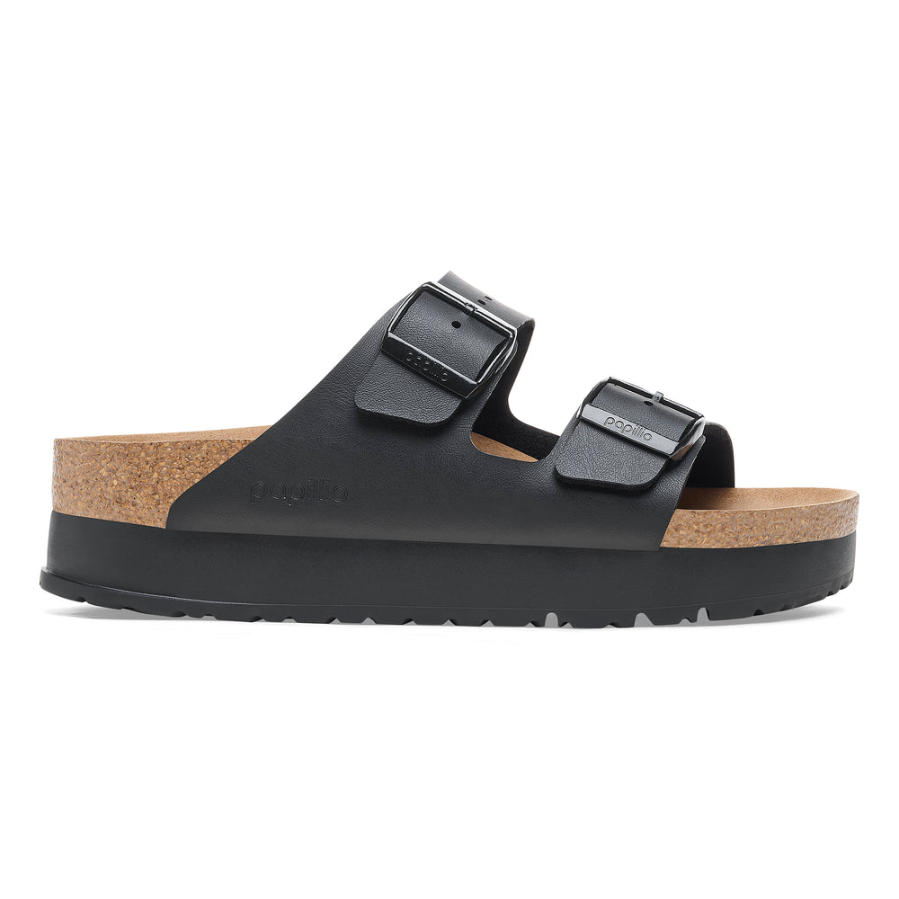 Birkenstock Vegan two-strap sandal with a platform sole in Black