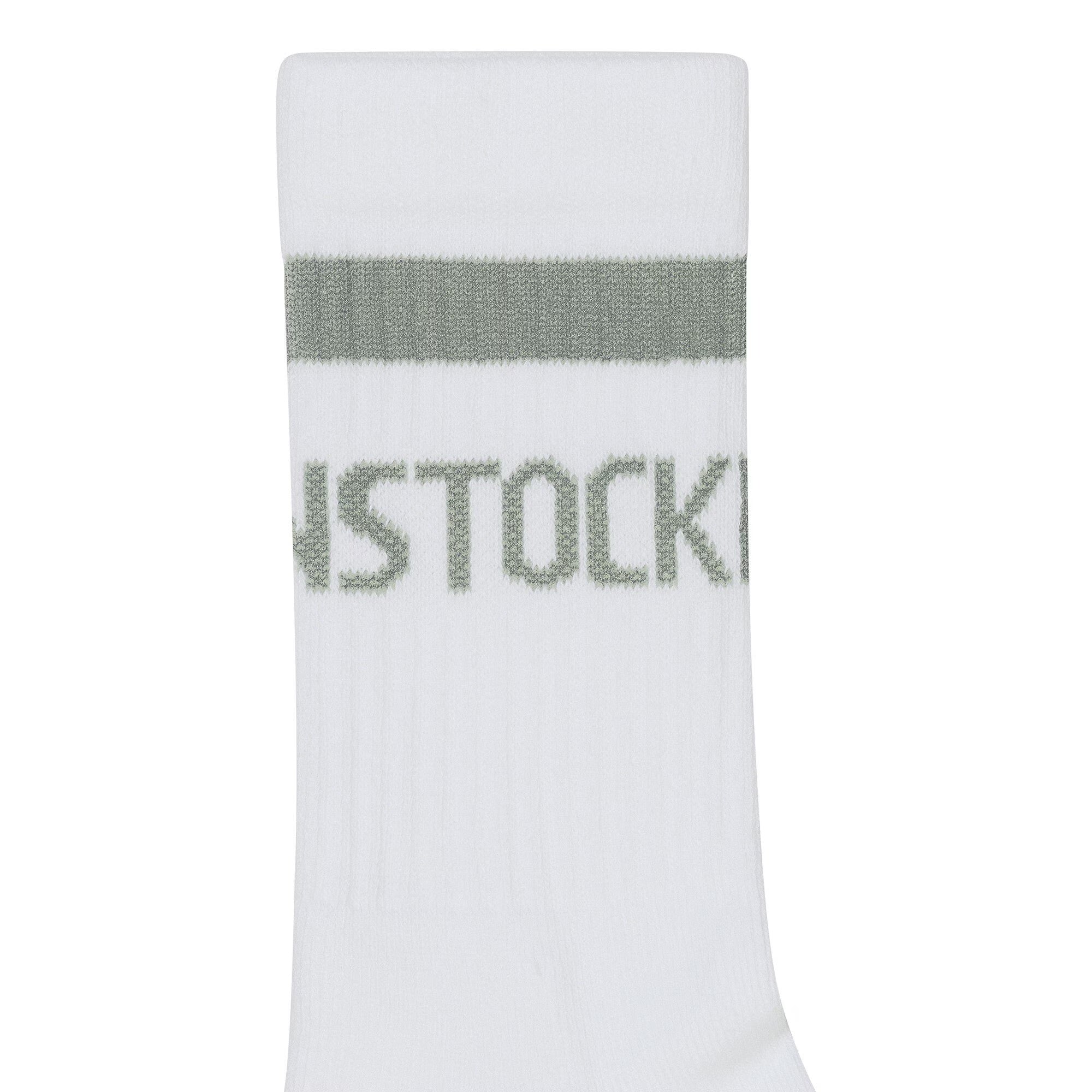 Cotton Crew Stripe Sock (Pure Sage) 2