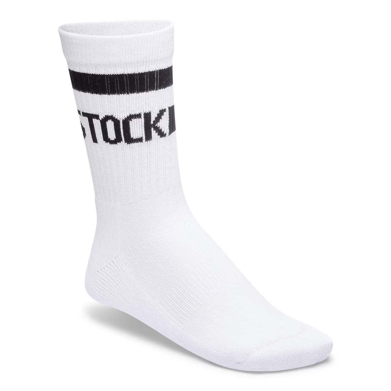 Cotton Crew Stripe Sock (White/Black)