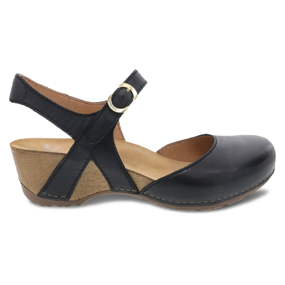 Tiffani Black Milled Burnished closed-toe sandal