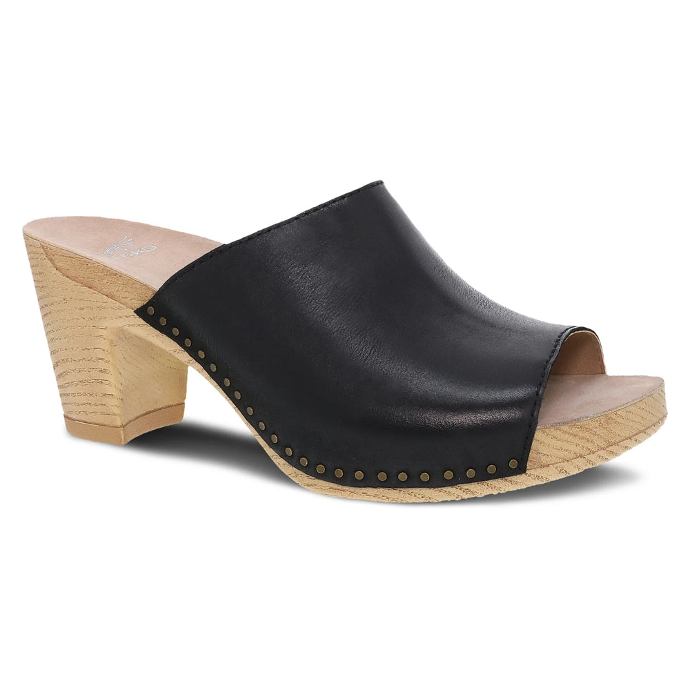 Dansko open toe slide heel sandal in black
