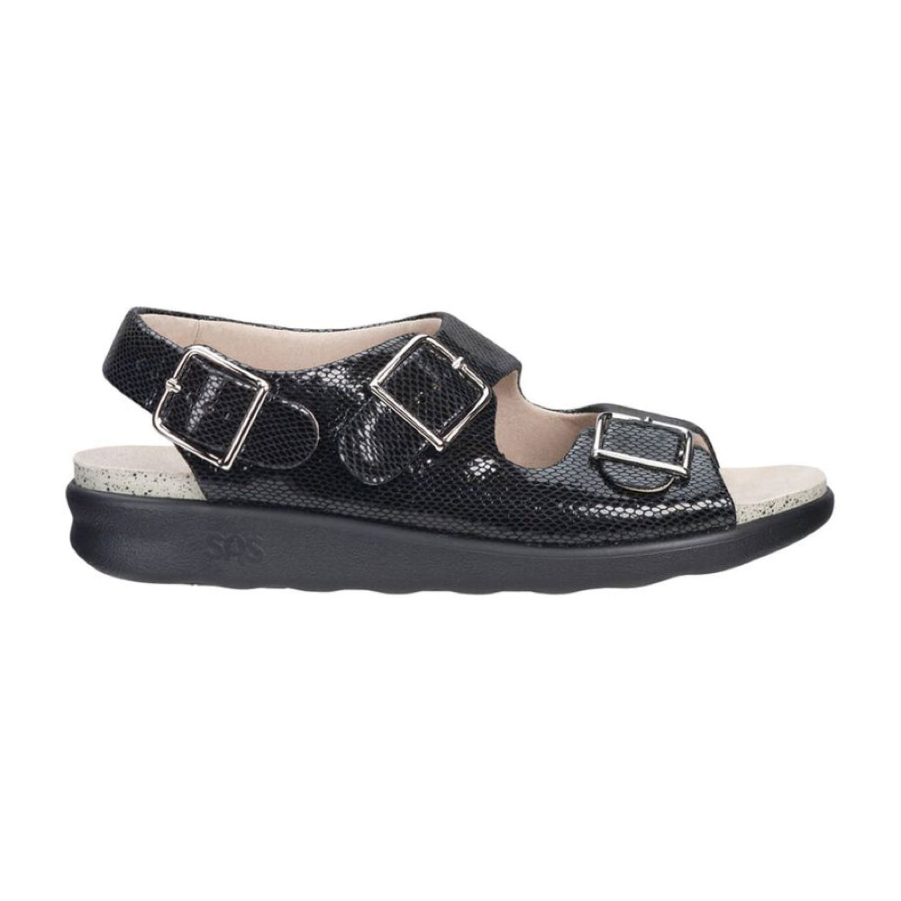 SAS Relaxed classic casual style and super soft comfort sandal in Black Snake