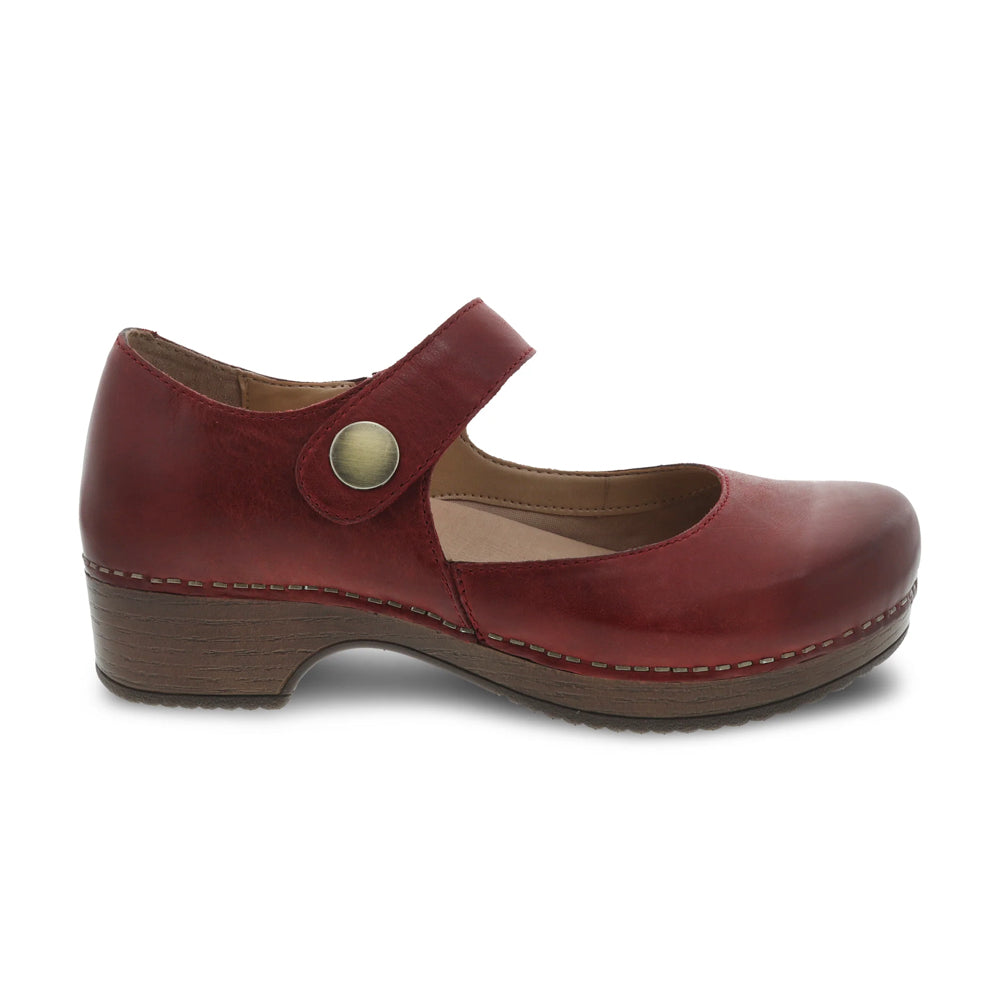Beatrice is a stylish Mary Jane inspired clogs in Waxy Red