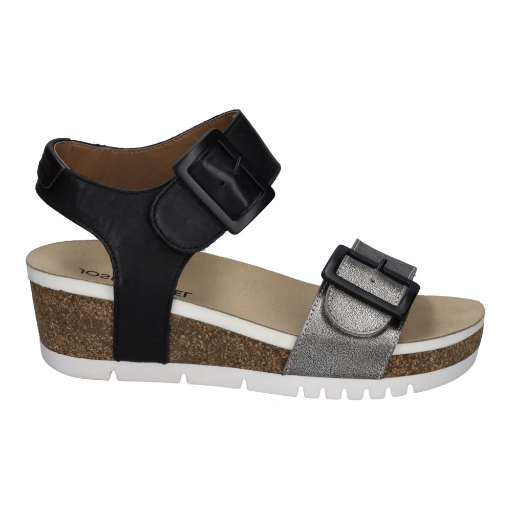 Quinn 02 - lightweight flexible 2 straps wedge sandal in Basalt