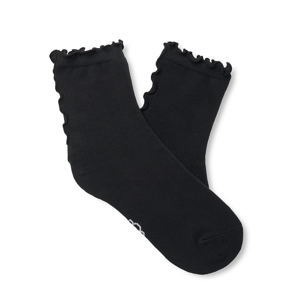 Women's Karsyn Lettuce Edge Quarter II Socks (Black)