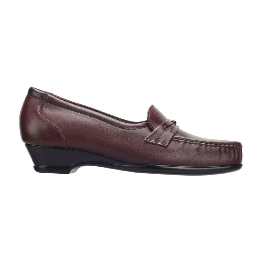 SAS leather moccasin in Wine color