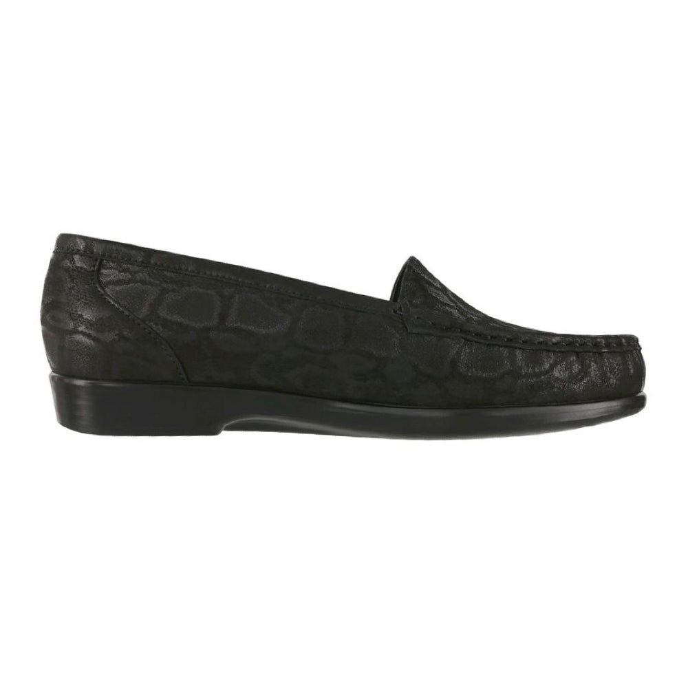 SAS Simplify moccasin loafer with timeless style in Nero Snake