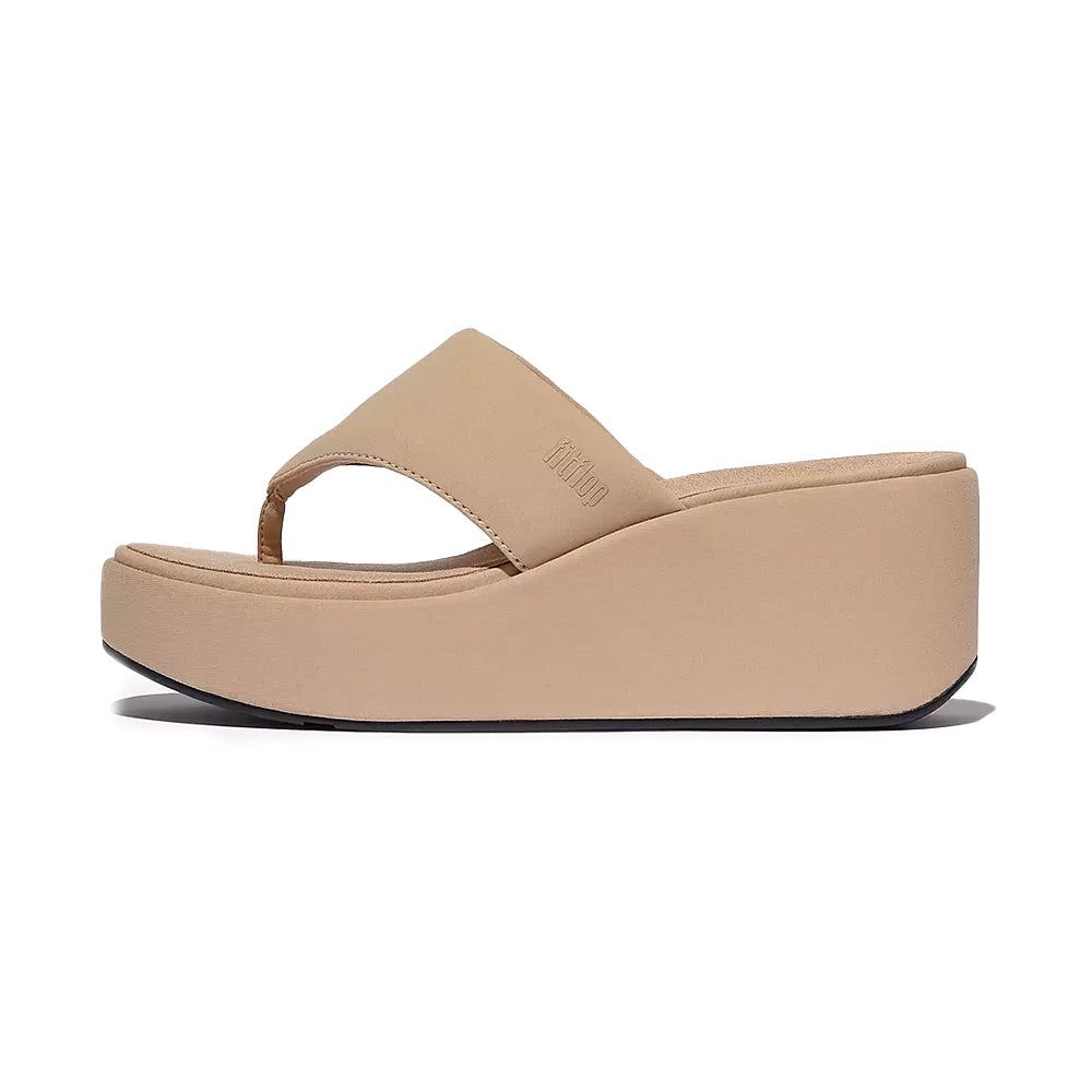 Platform Wedge Toe-Post Sandals (Beige) other side