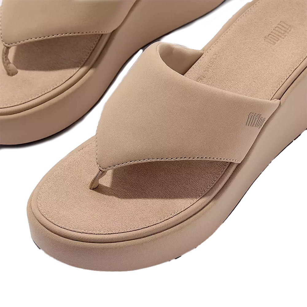 Platform Wedge Toe-Post Sandals (Beige) detail