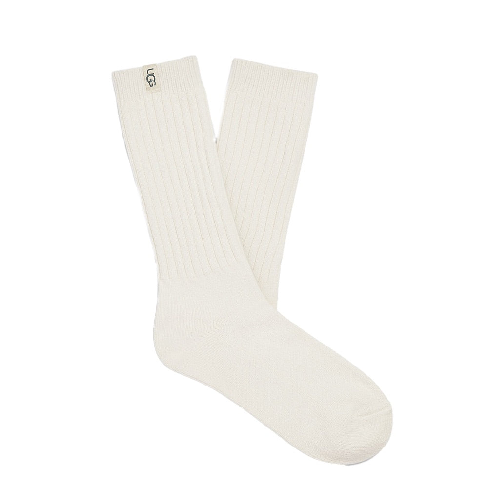 Rib Knit Slouchy Crew Sock (White)