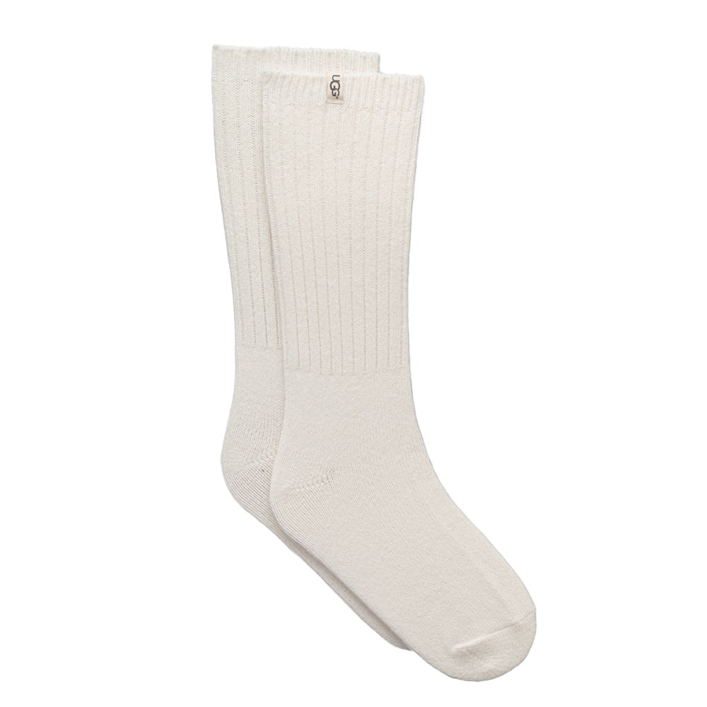 Rib Knit Slouchy Crew Sock (White) pair