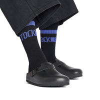 Cotton Crew Stripe Sock (Black) when worn