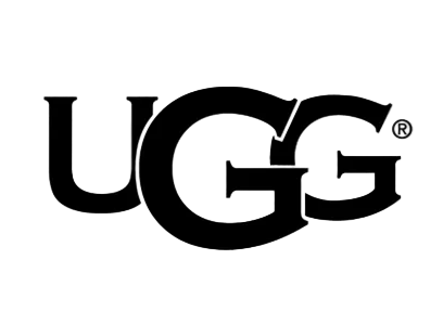UGG logo in black serif lettering on a light beige background.