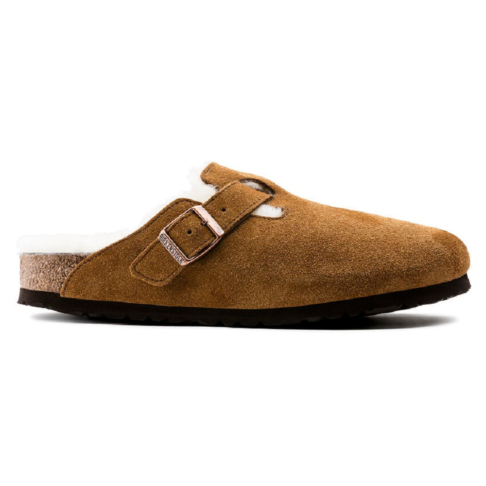 Birkenstock Boston backless clog with shearling lining in mink.