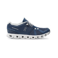 On Cloud walking sneaker in dark blue with white sole.